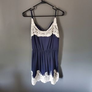 Dark blue with lace mini dress